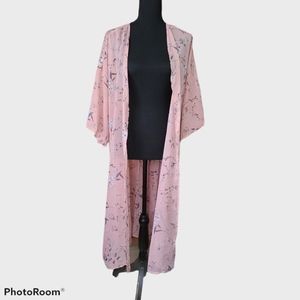 Sheer floral kimono